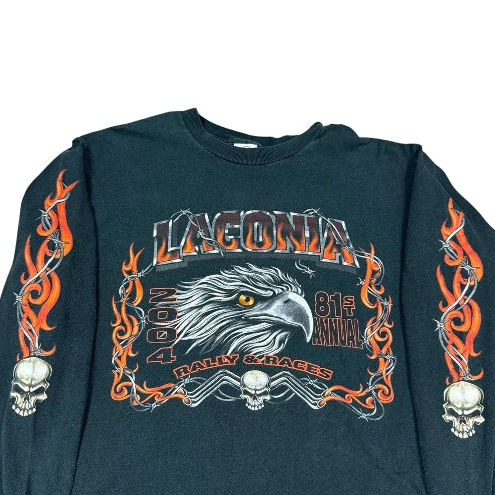 Vintage‎ Delta 2004 Laconia Flame Sleeve Long Sleeve Shirt Men's L Flaws Read